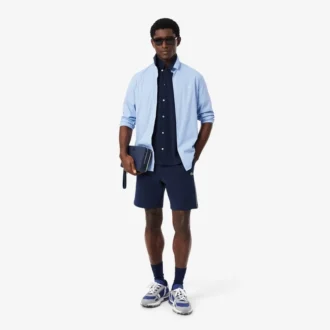 Regular Fit fleece-short met logo-streep