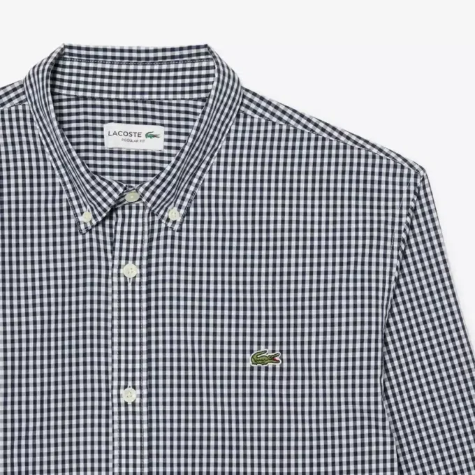Regular Fit geruit popeline overhemd Regular Fit geruit popeline overhemd