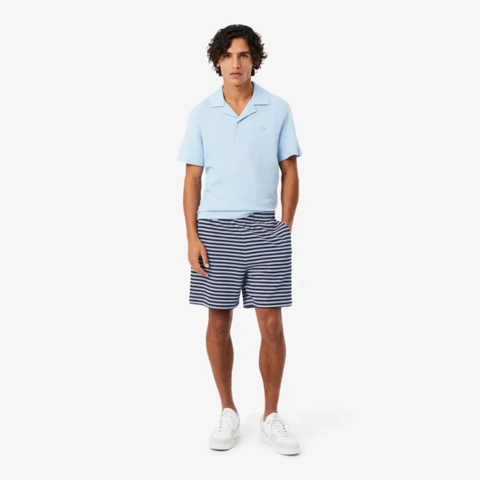 Regular fit gestreepte katoenen shorts