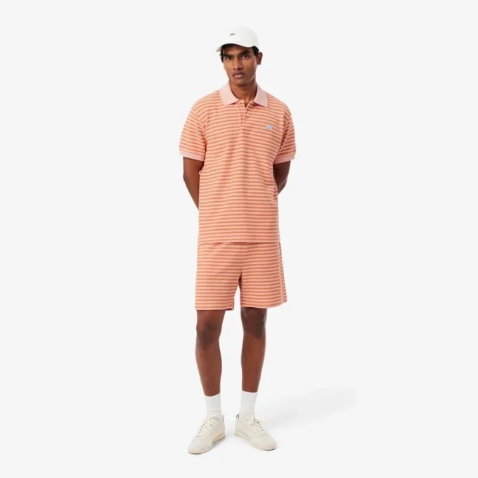 Regular fit gestreepte katoenen shorts