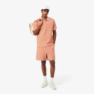 Regular fit gestreepte katoenen shorts