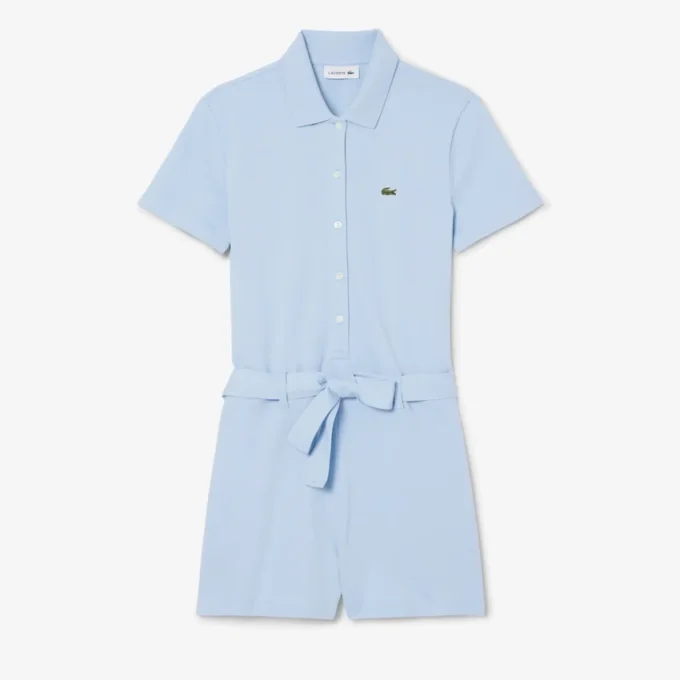 Romper met stretch piqué polokraag