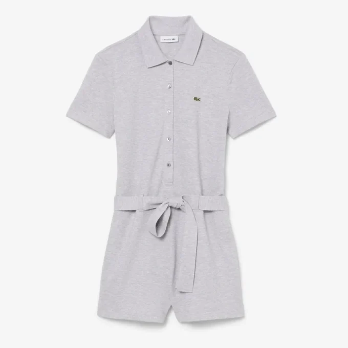 Romper met stretch piqué polokraag