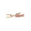 Roze kristallen krokodillenhanger gouden oorbellen