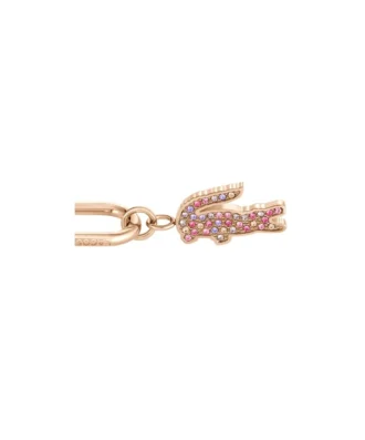 Roze kristallen krokodillenhanger gouden oorbellen
