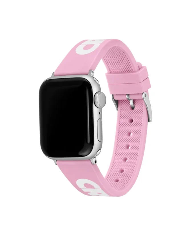 Roze siliconen Apple Watch-band met krokodillenprint