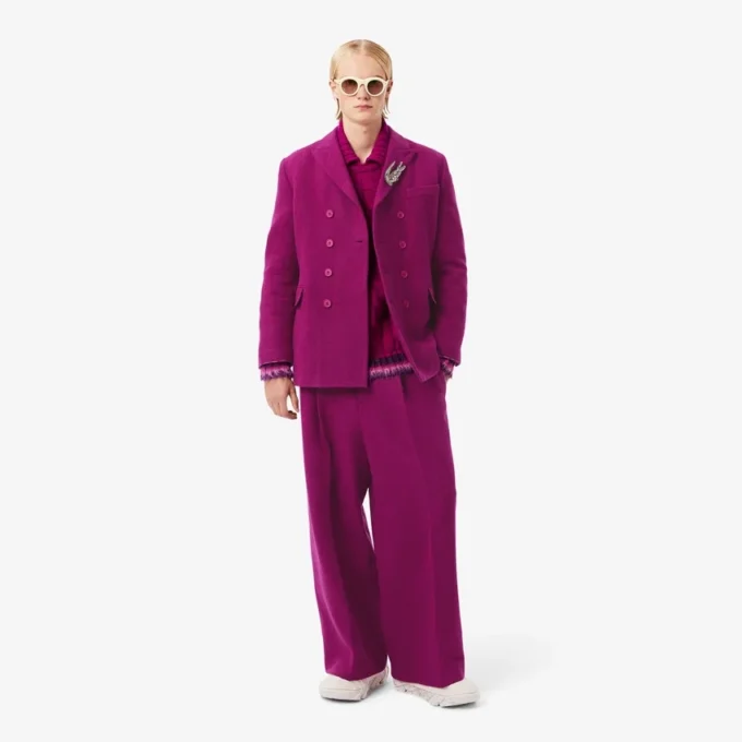 Runway-blazer van gemarmerde wol met dubbele knoopsluiting