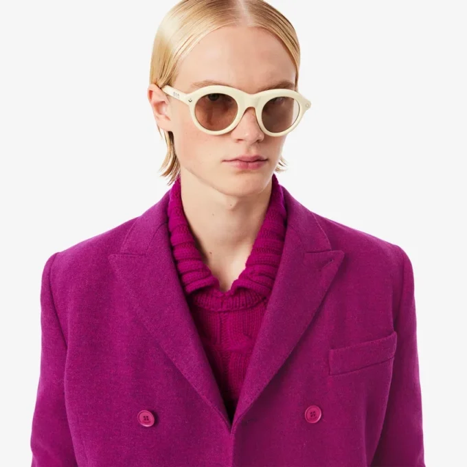 Runway-blazer van gemarmerde wol met dubbele knoopsluiting