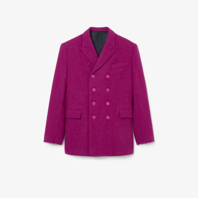 Runway-blazer van gemarmerde wol met dubbele knoopsluiting