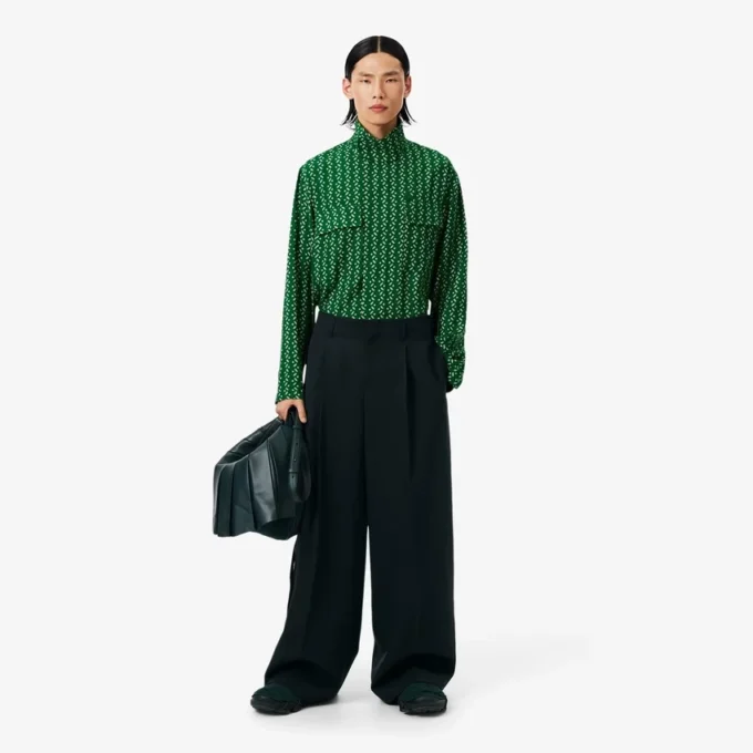 Runway breedvallende, getailleerde wollen broek