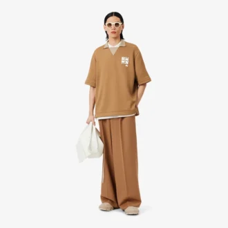 Runway breedvallende, getailleerde wollen broek
