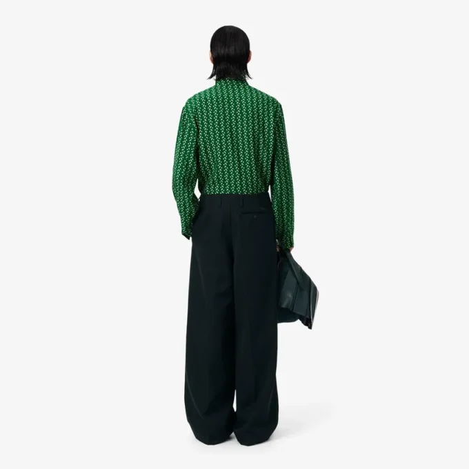 Runway breedvallende, getailleerde wollen broek