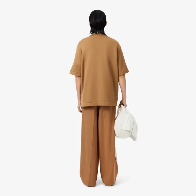 Runway breedvallende, getailleerde wollen broek