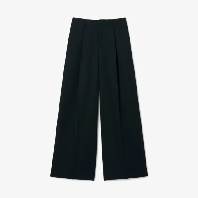 Runway breedvallende, getailleerde wollen broek