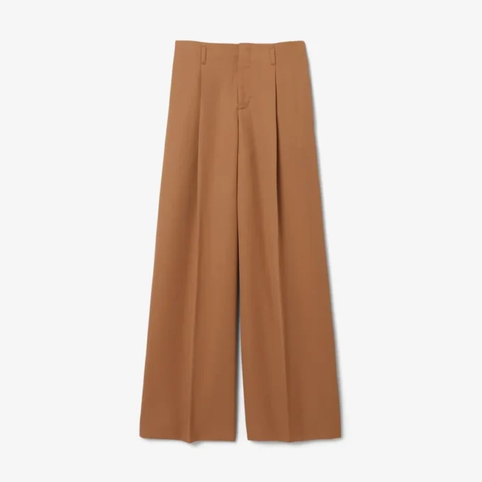 Runway breedvallende, getailleerde wollen broek