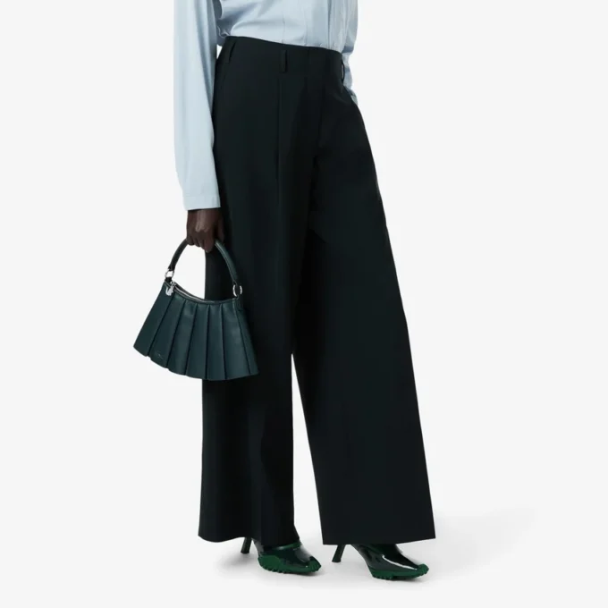 Runway-broek met wijde pasvorm van wolmix The Blend