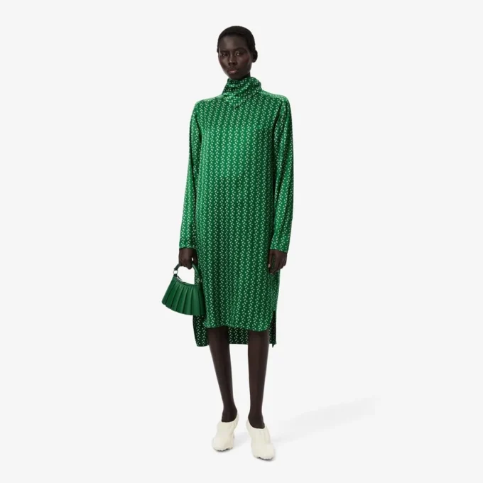 Runway-jurk met sjaalkraag en print