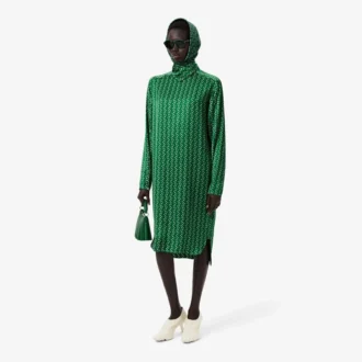 Runway-jurk met sjaalkraag en print