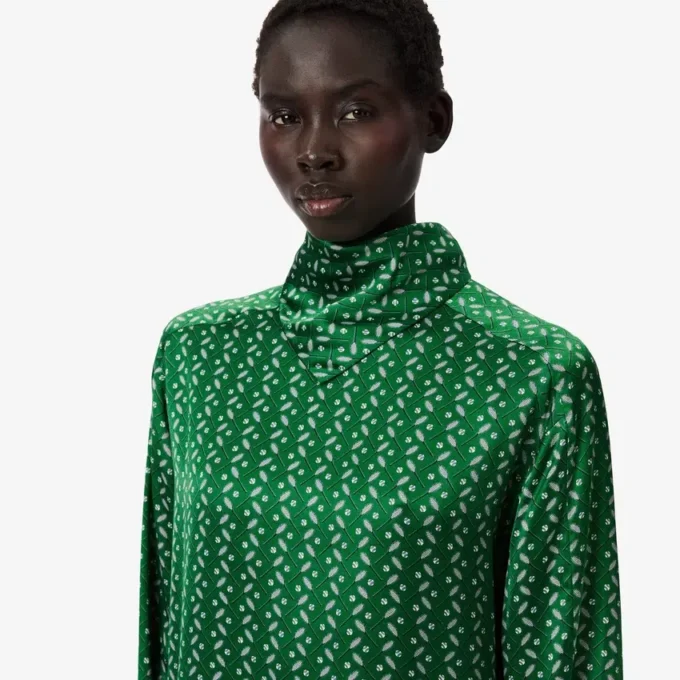 Runway-jurk met sjaalkraag en print