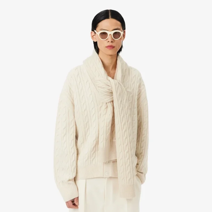 Runway kasjmier sjaal met kabelpatroon