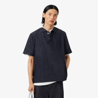 Runway losvallend denim poloshirt