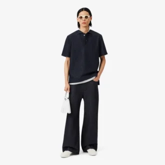 Runway losvallend denim poloshirt
