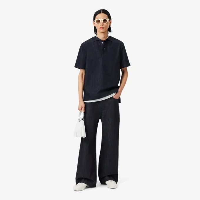 Runway losvallend denim poloshirt