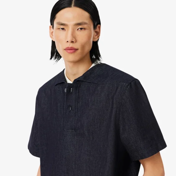 Runway losvallend denim poloshirt