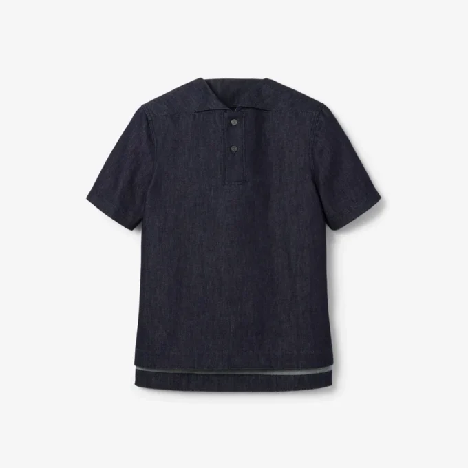 Runway losvallend denim poloshirt