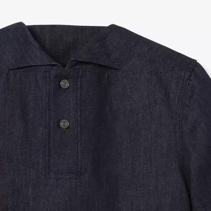 Runway losvallend denim poloshirt