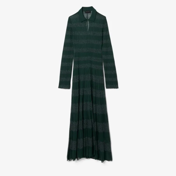 Runway Polo Collar Pointelle Maxi-jurk