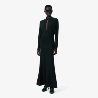 Runway-polokraag zijden maxi-jurk