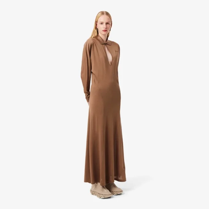 Runway-polokraag zijden maxi-jurk
