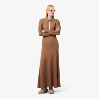 Runway-polokraag zijden maxi-jurk