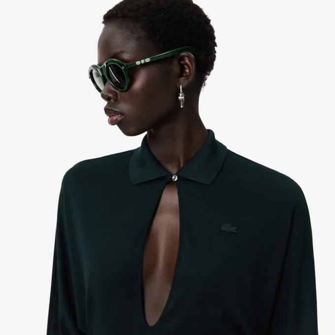 Runway-polokraag zijden maxi-jurk