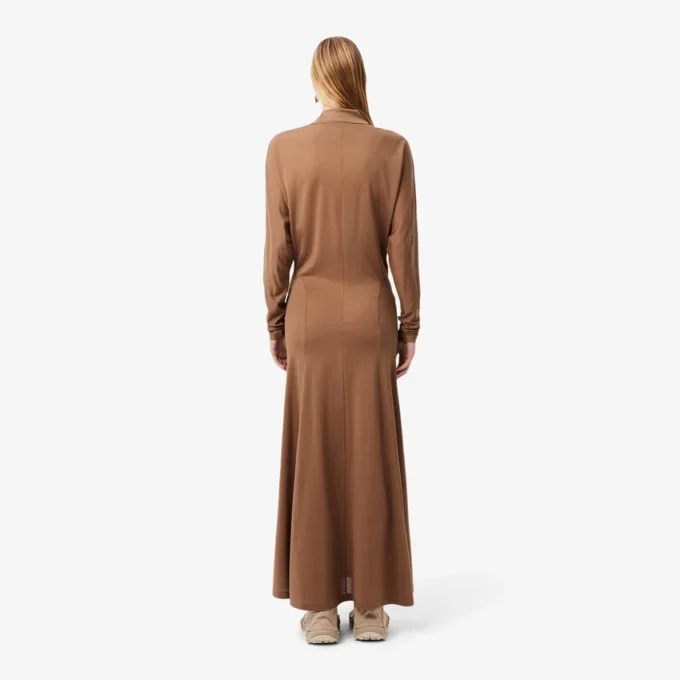 Runway-polokraag zijden maxi-jurk