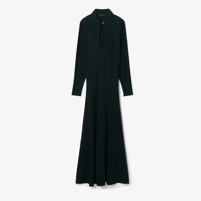 Runway-polokraag zijden maxi-jurk