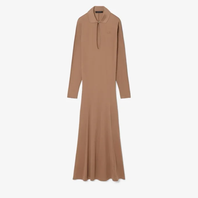 Runway-polokraag zijden maxi-jurk