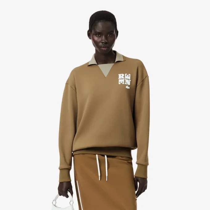 Runway-poloshirt met kraagbadge-accent Sweatshirt