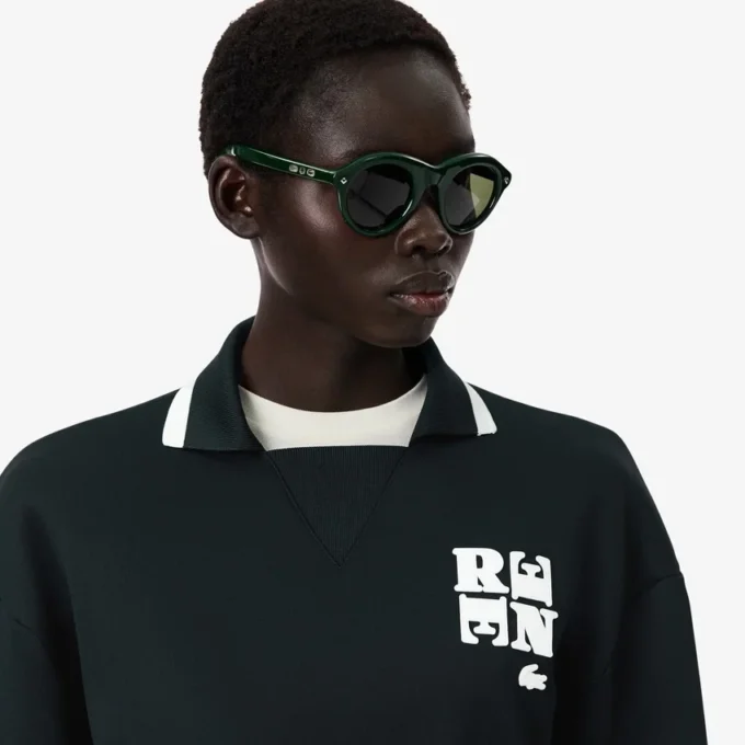 Runway-poloshirt met kraagbadge-accent Sweatshirt