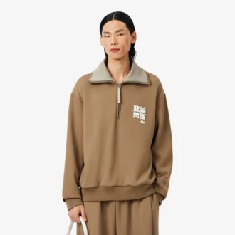 Runway-sweatshirt met hoge kraag, ritssluiting en badge-accent