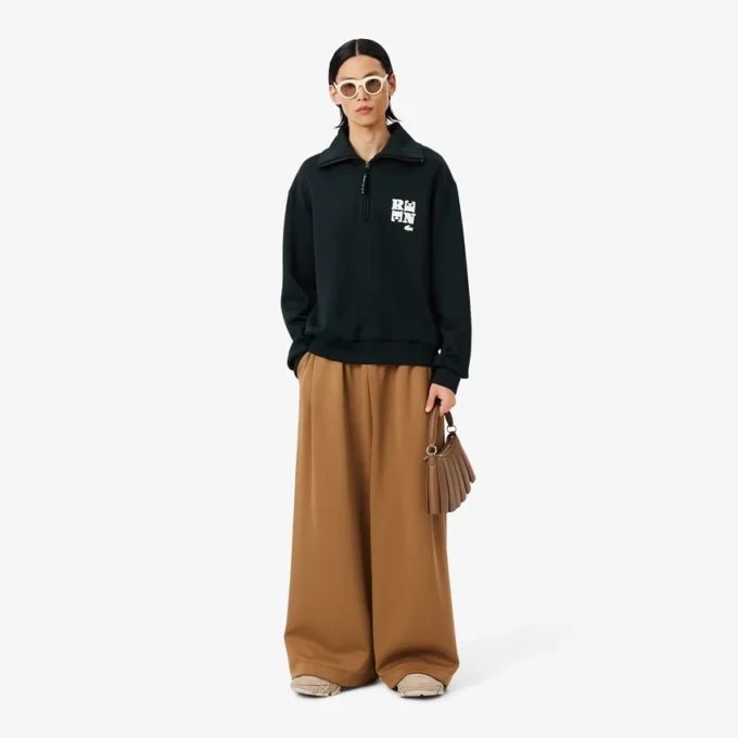 Runway-sweatshirt met hoge kraag, ritssluiting en badge-accent