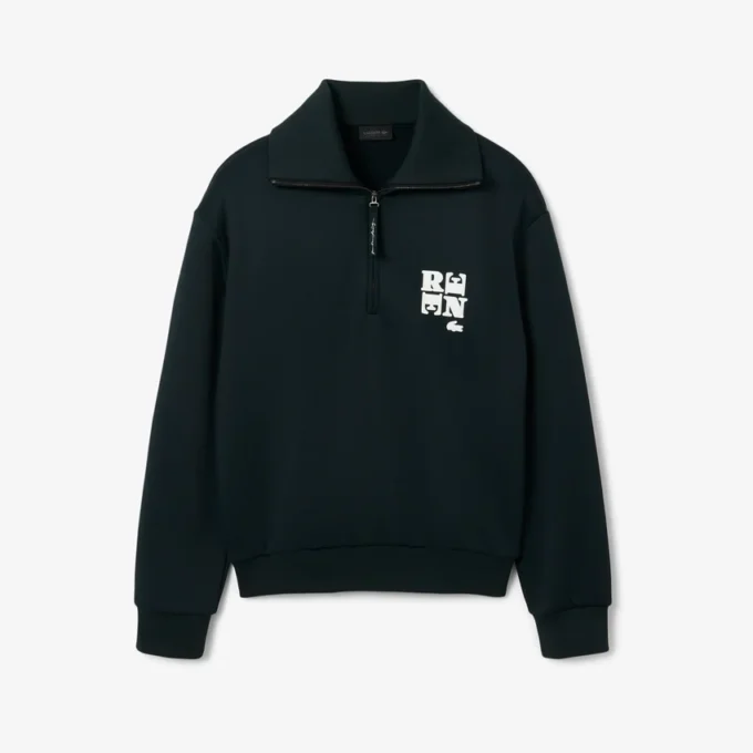 Runway-sweatshirt met hoge kraag, ritssluiting en badge-accent
