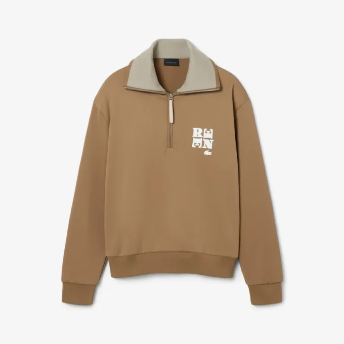 Runway-sweatshirt met hoge kraag, ritssluiting en badge-accent