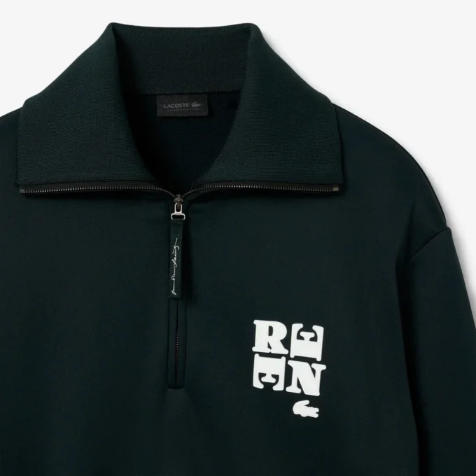 Runway-sweatshirt met hoge kraag, ritssluiting en badge-accent