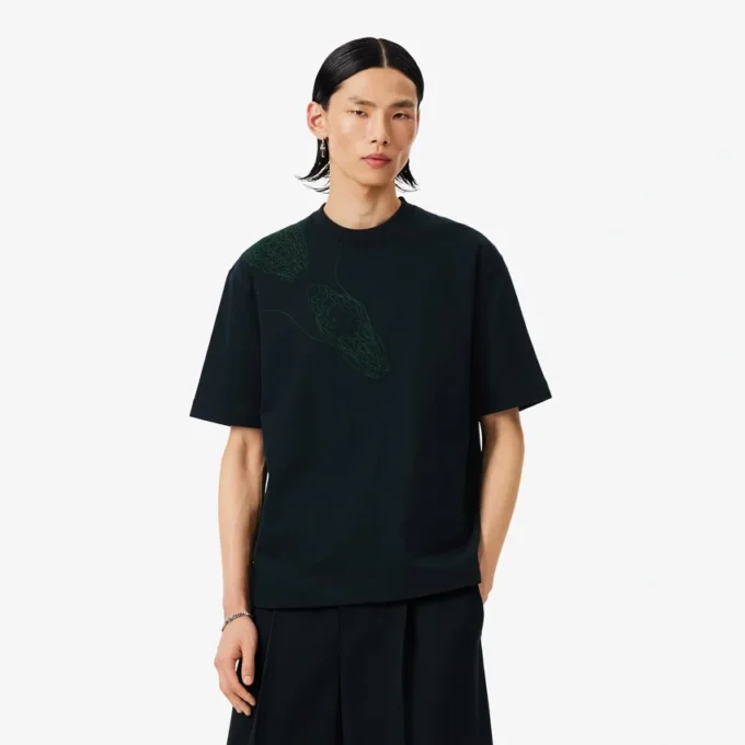 Runway T-shirt met geborduurde krokodil