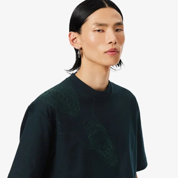 Runway T-shirt met geborduurde krokodil