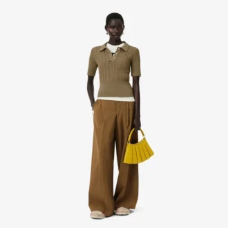 Runway-trui met kabelpatroon en polokraag