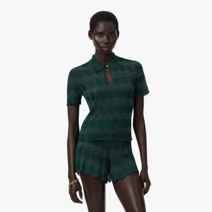 Runway-trui met polokraag en pointelle-motief