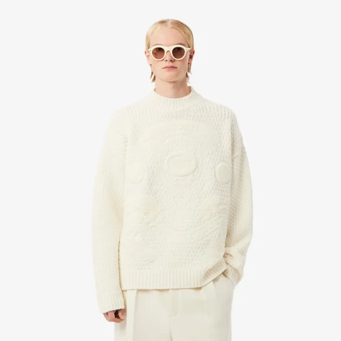 Runway-trui van wol met geborduurd embleem
